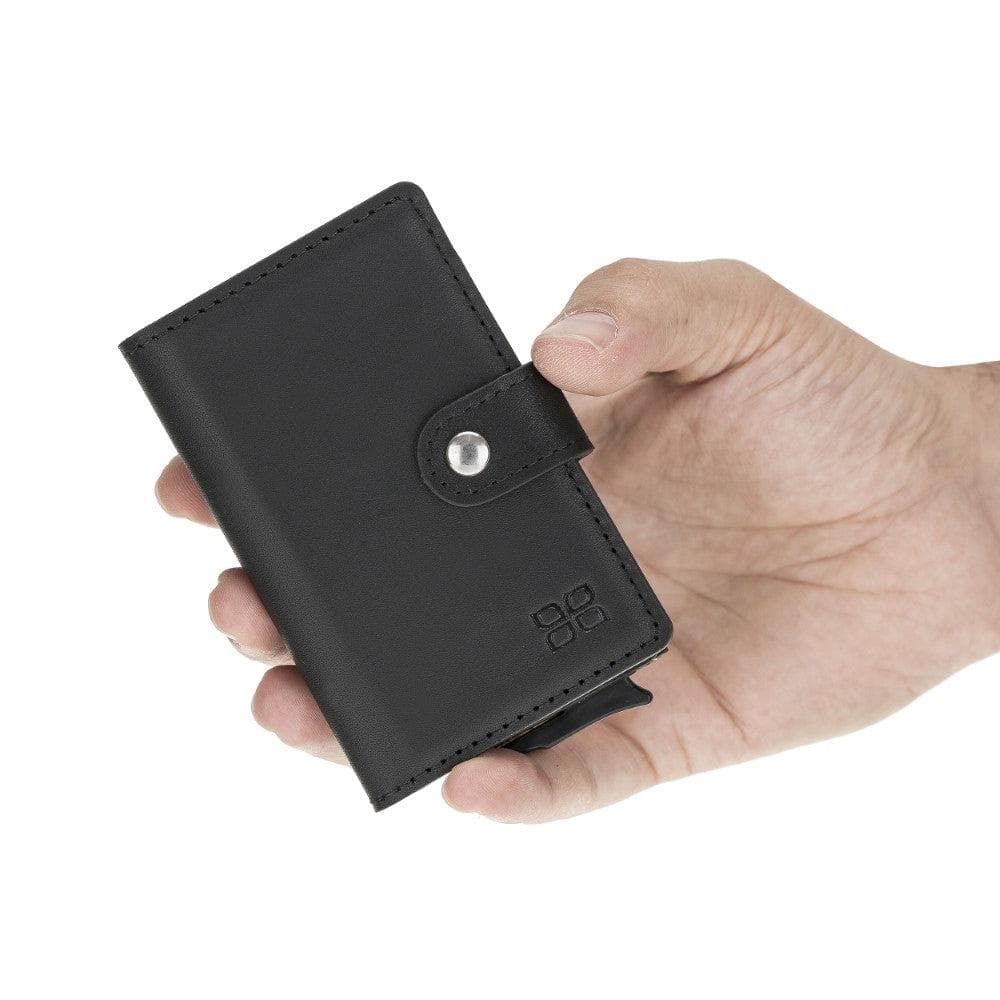 Bayelon Terry Leather Mechanical Card Holder with Coin Slot