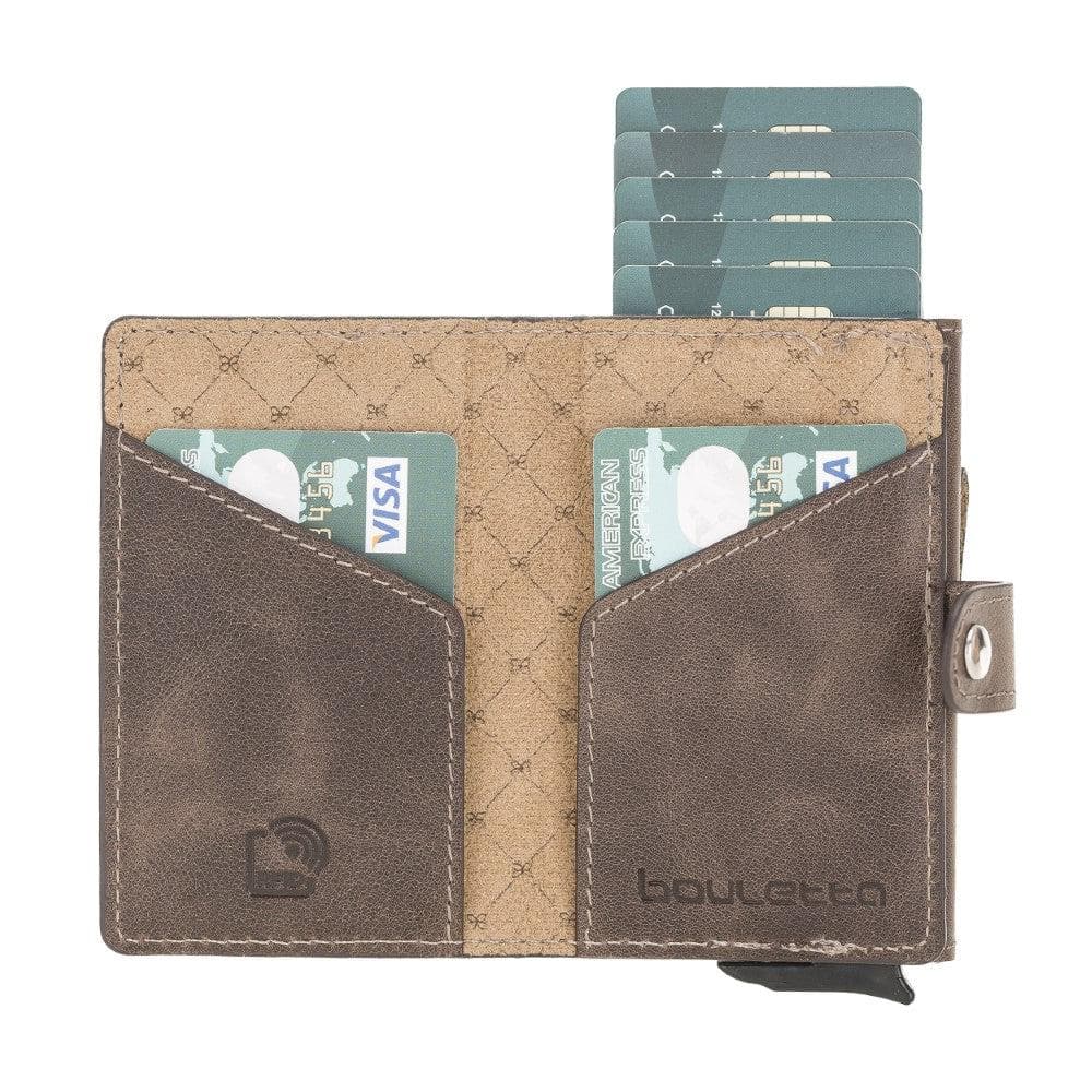 Bayelon Terry Leather Mechanical Card Holder with Coin Slot