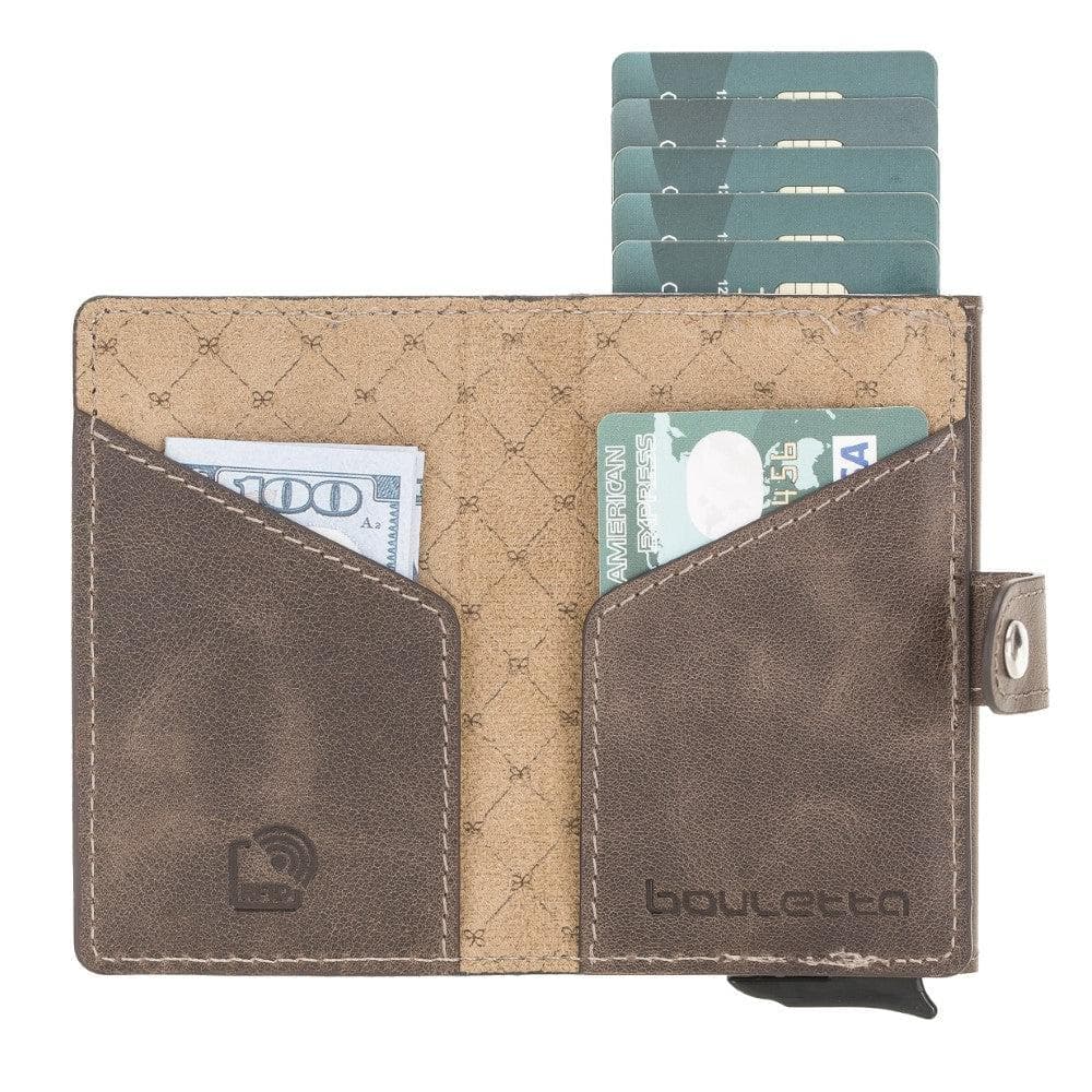 Bayelon Terry Leather Mechanical Card Holder with Coin Slot