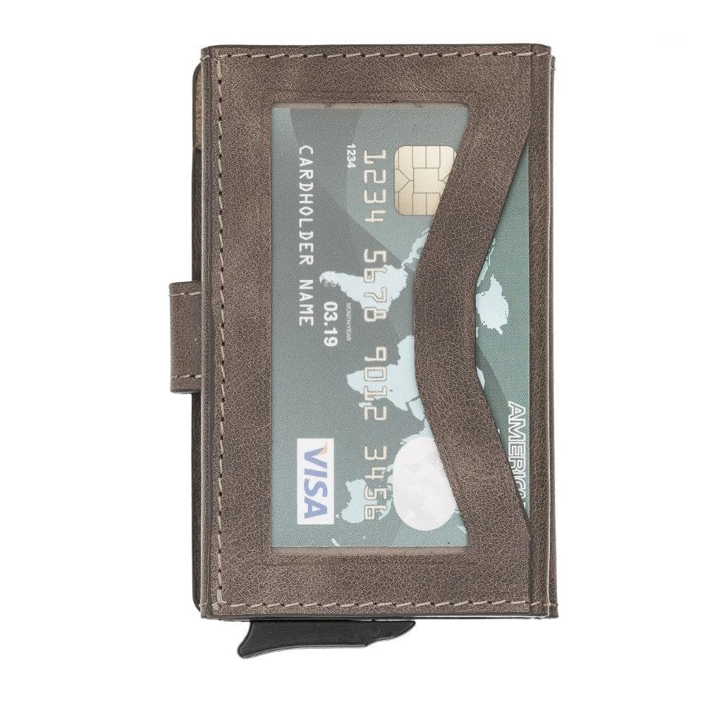 Bayelon Terry Leather Mechanical Card Holder with Coin Slot Sandy Brown