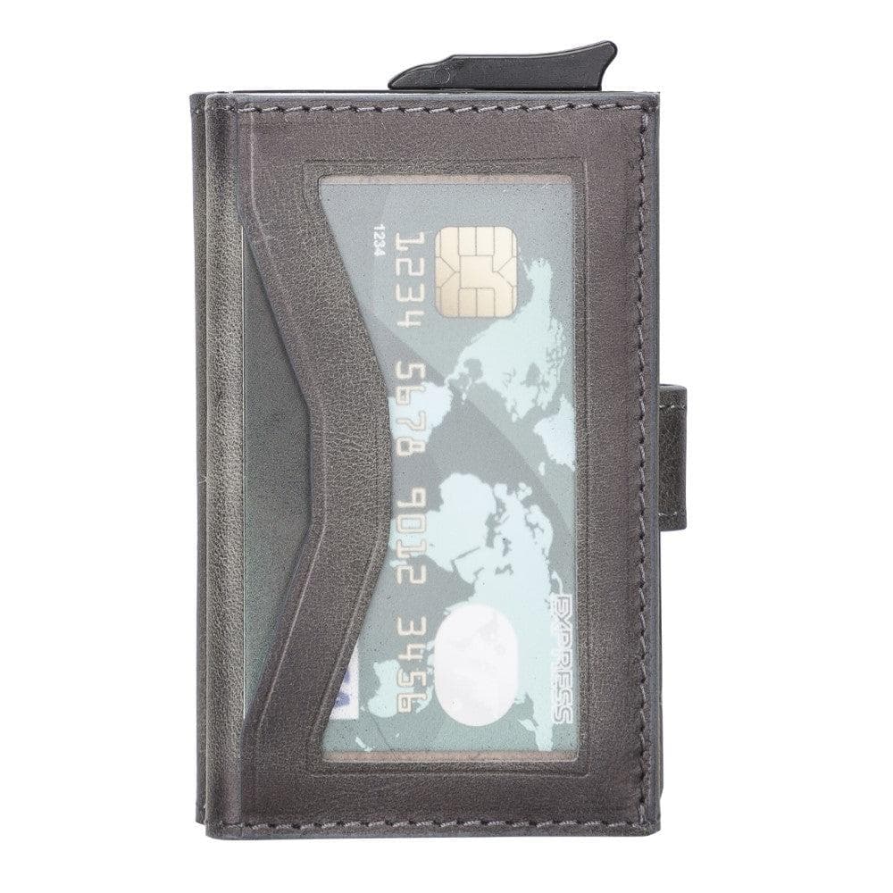 Bayelon Terry Leather Mechanical Card Holder with Coin Slot Sandy Gray