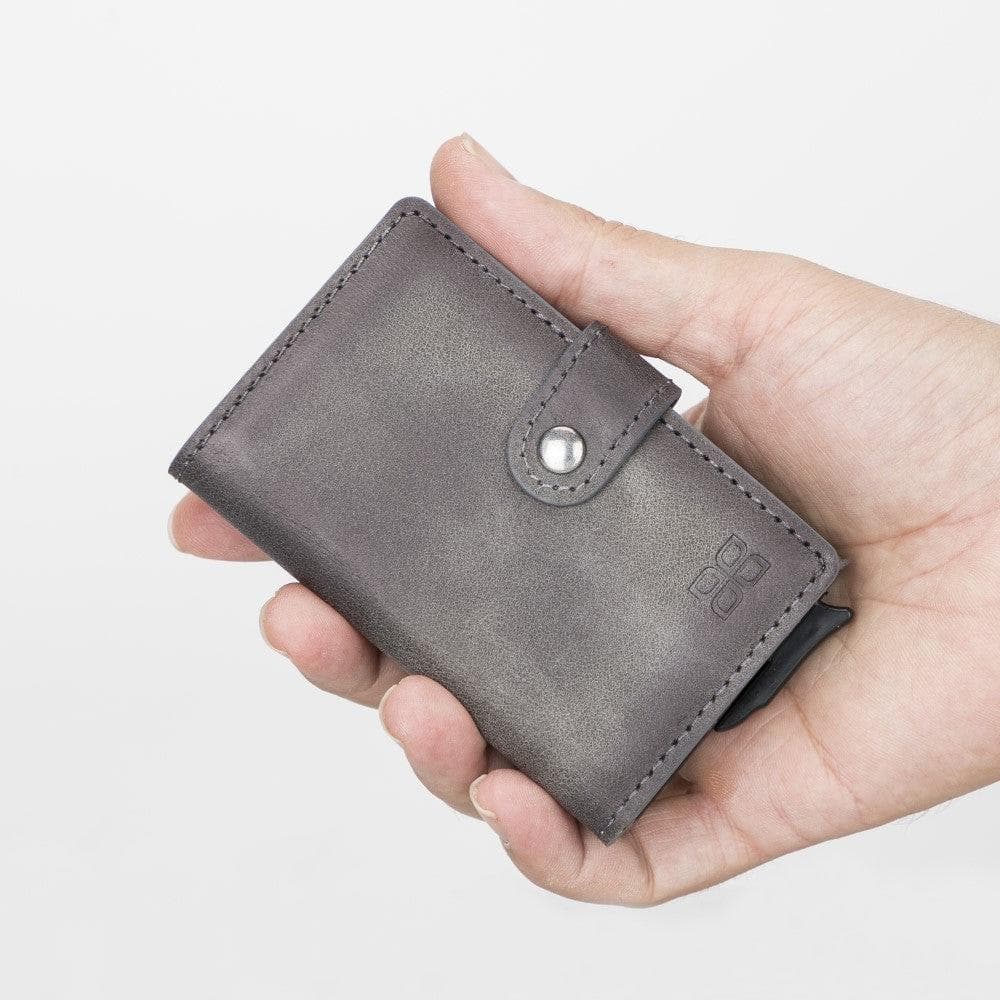 Bayelon Terry Leather Mechanical Card Holder with Coin Slot