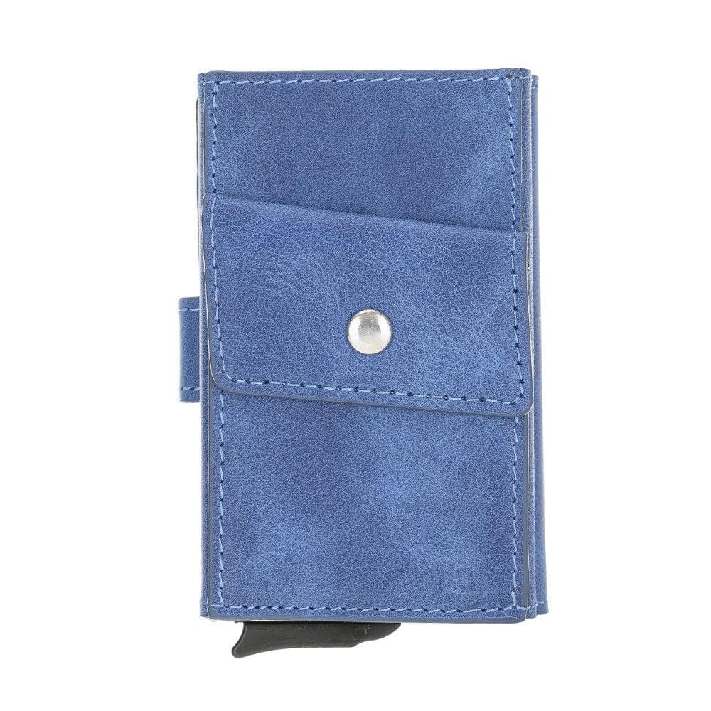 Bayelon Terry Leather Mechanical Card Holder with Coin Slot Navy