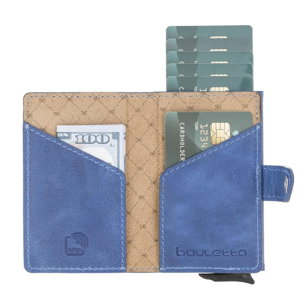 Bayelon Terry Leather Mechanical Card Holder with Coin Slot