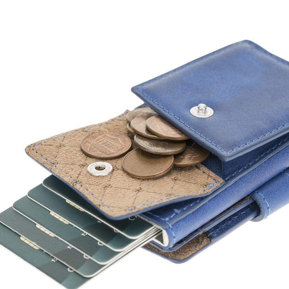 Bayelon Terry Leather Mechanical Card Holder with Coin Slot