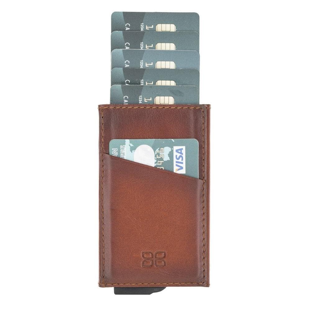 Bayelon Torres Leather Mechanical Card Holder with RFID Protection