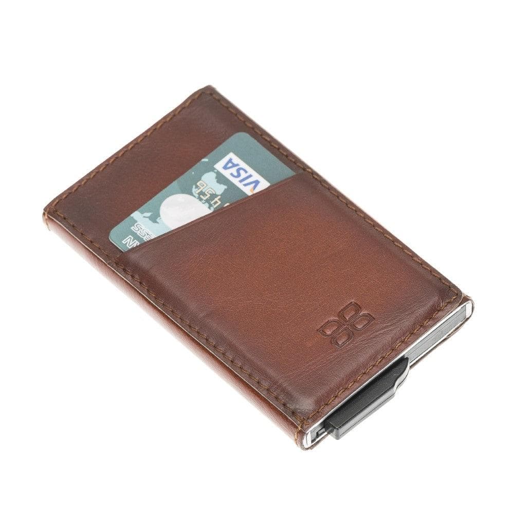 Bayelon Torres Leather Mechanical Card Holder with RFID Protection