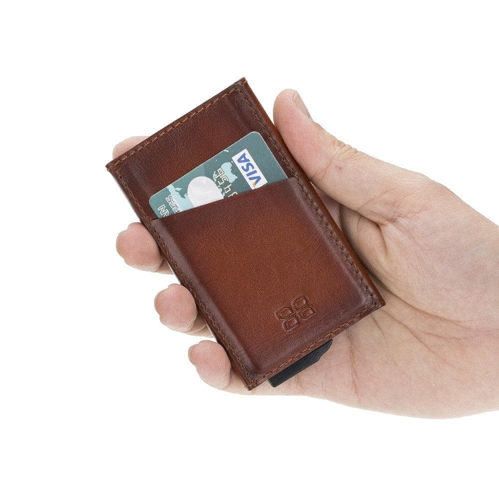 Bayelon Torres Leather Mechanical Card Holder with RFID Protection