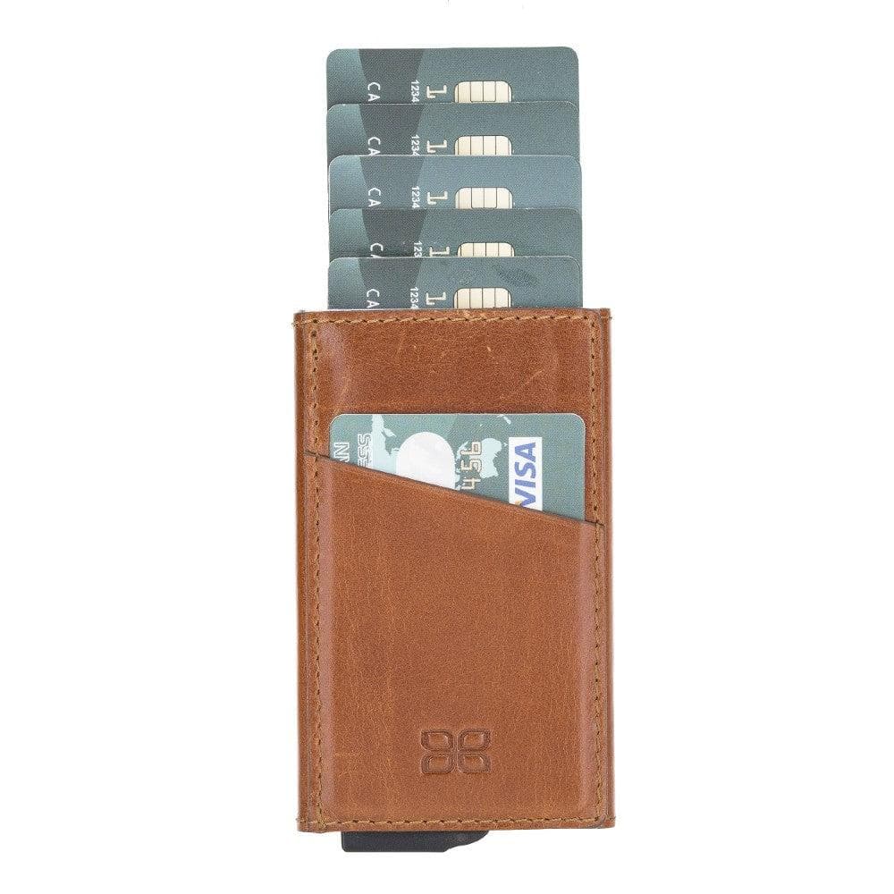 Bayelon Torres Leather Mechanical Card Holder with RFID Protection