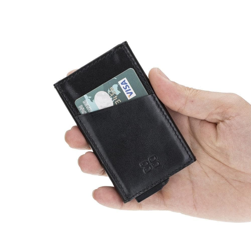Bayelon Torres Leather Mechanical Card Holder with RFID Protection