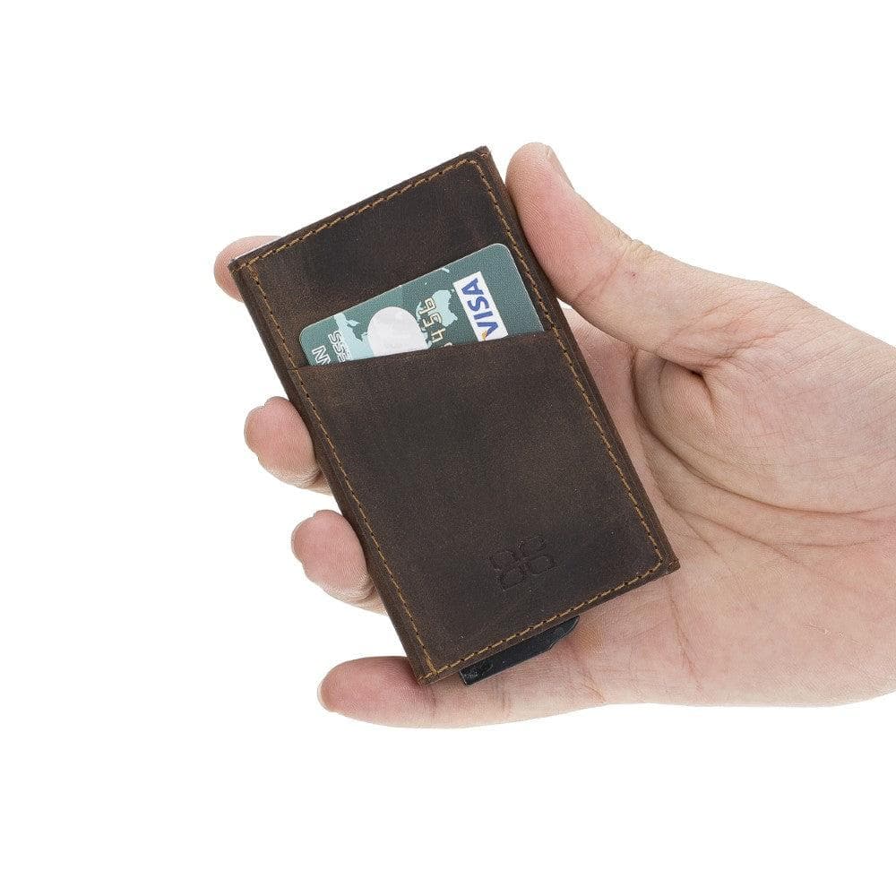 Bayelon Torres Leather Mechanical Card Holder with RFID Protection