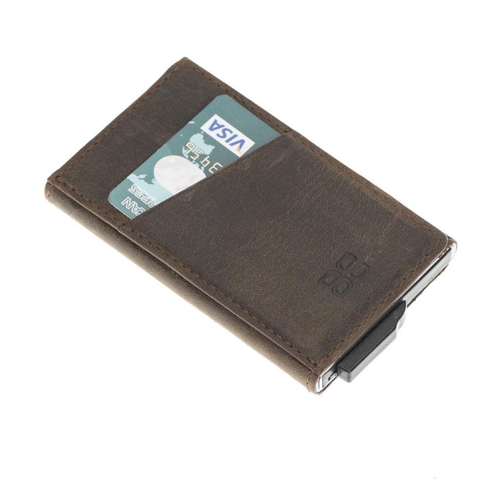 Bayelon Torres Leather Mechanical Card Holder with RFID Protection