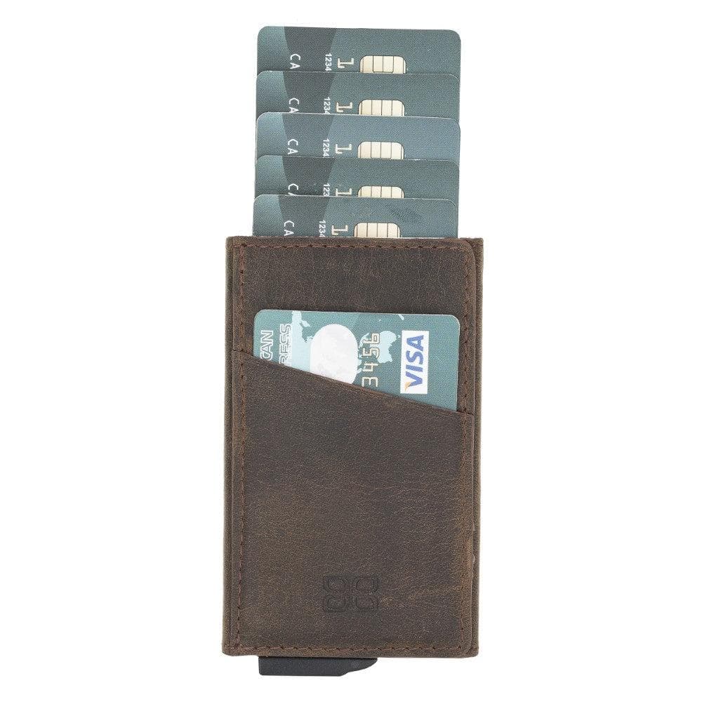 Bayelon Torres Leather Mechanical Card Holder with RFID Protection