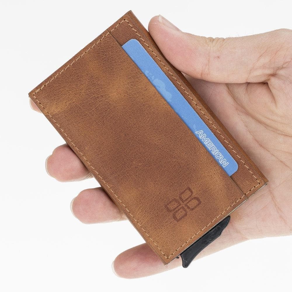 Bayelon Torres Leather Mechanical Card Holder with RFID Protection