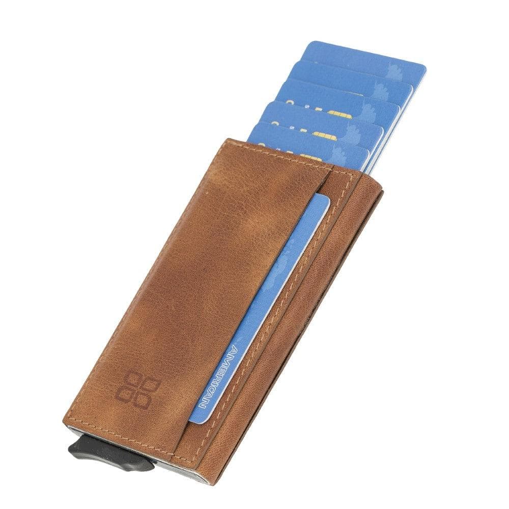 Bayelon Torres Leather Mechanical Card Holder with RFID Protection