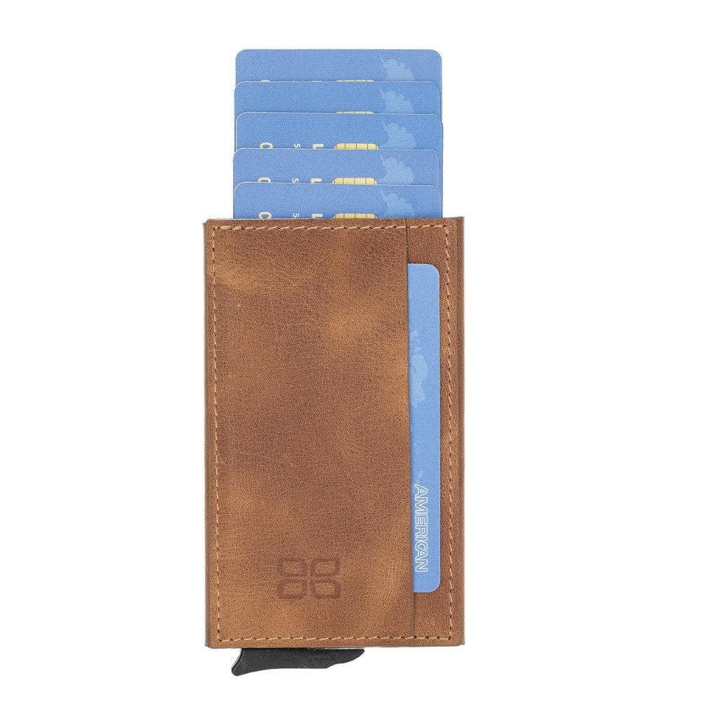 Bayelon Torres Leather Mechanical Card Holder with RFID Protection