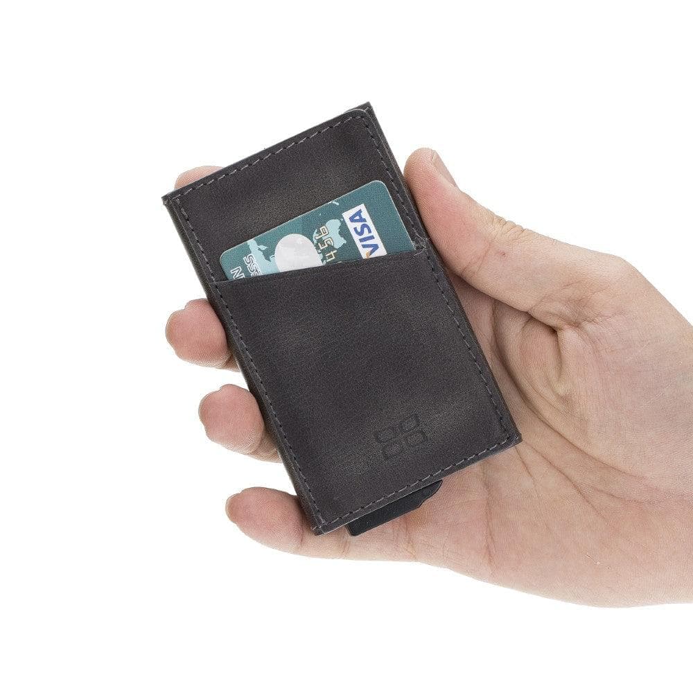 Bayelon Torres Leather Mechanical Card Holder with RFID Protection
