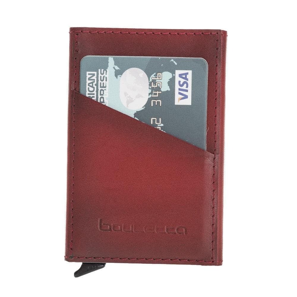Bayelon Torres Leather Mechanical Card Holder with RFID Protection Red