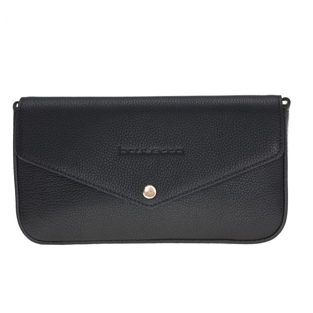 Bayelon Tria Genuine Leather Women Clutch Bag Pebble Black