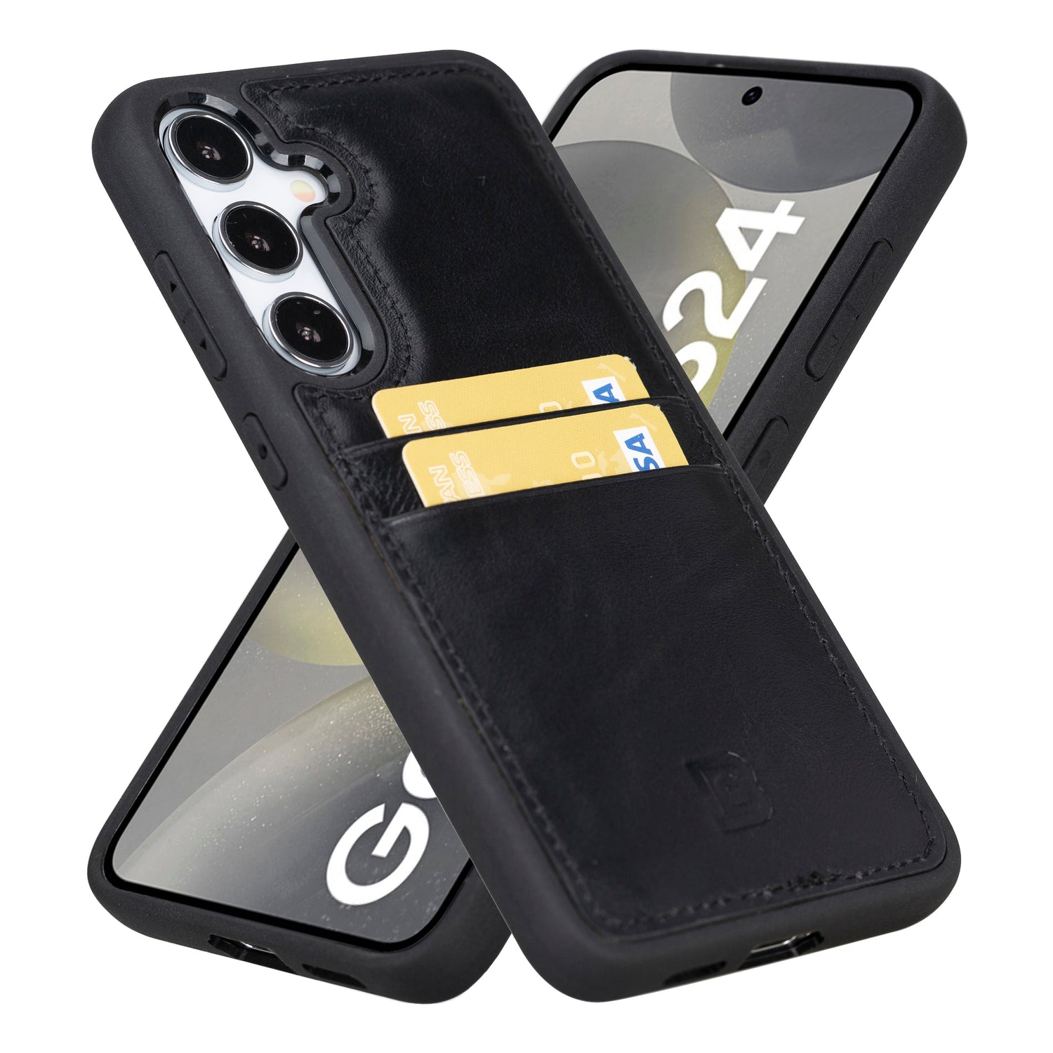 Bayelon Premium Leather Samsung Galaxy S25 Case with Card Holder Black