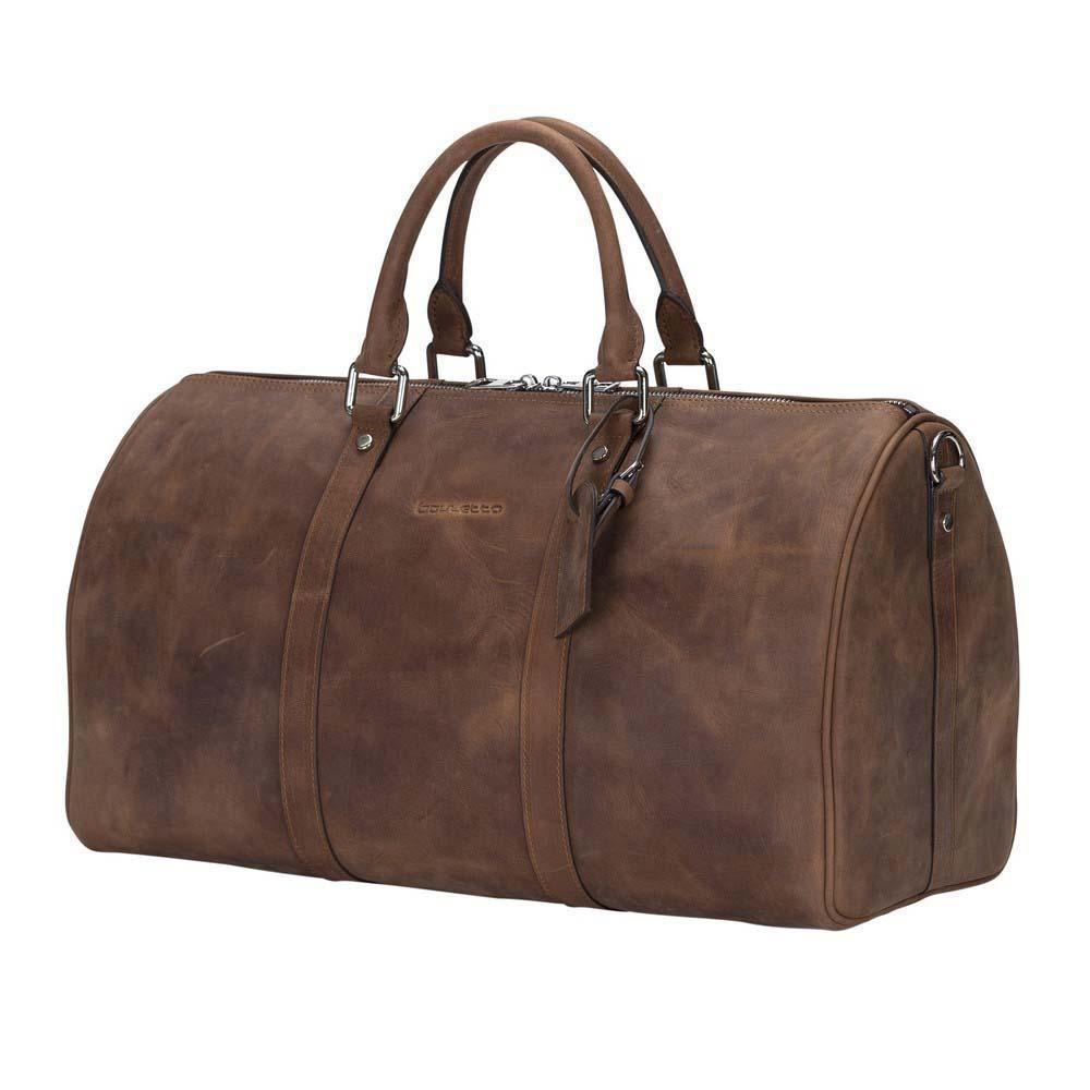 Bayelon Caira Leather Weekend Duffle Bag - Elegant & Spacious Large Brown