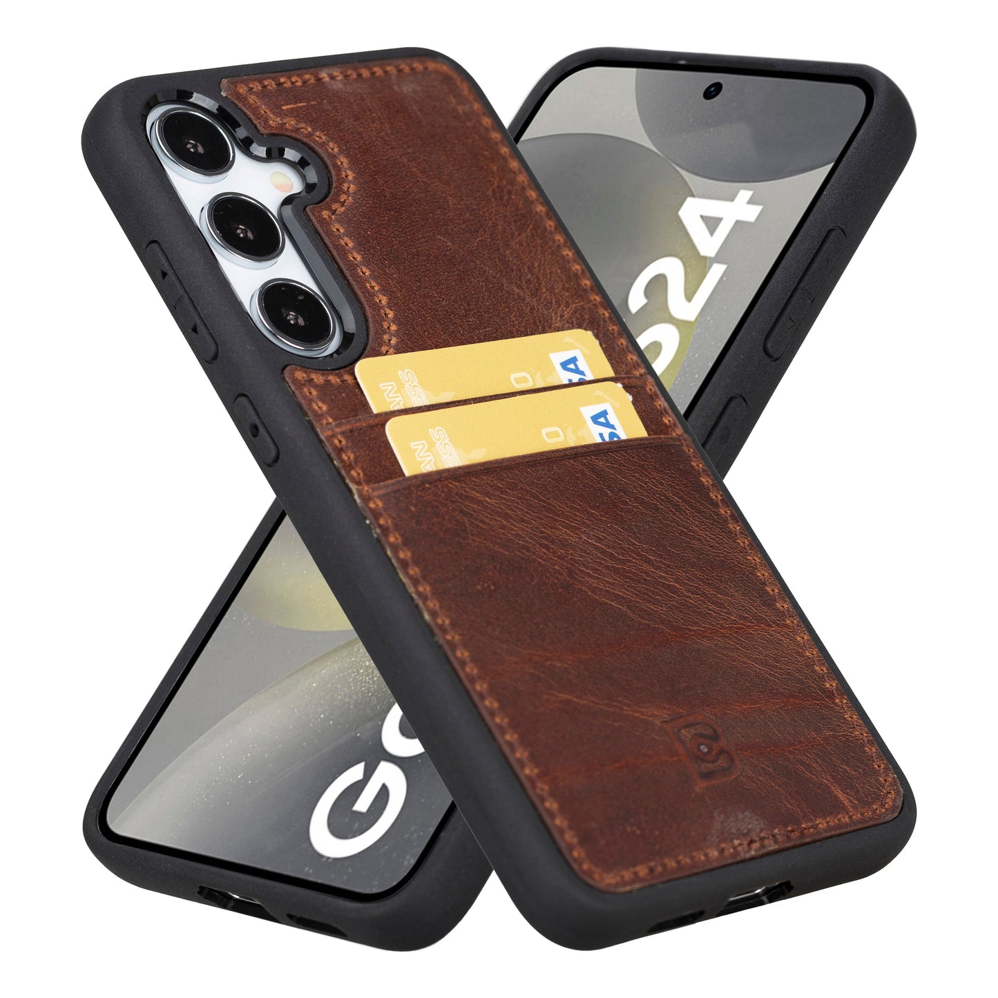 Bouletta Flex Cover Leather Samsung Galaxy S25 Case with Card Holder Saddle Brown