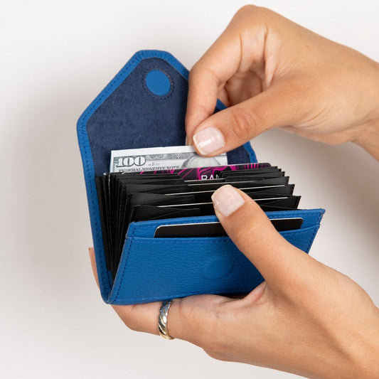 UnBranded Interno Leather Card Holder Cerulean