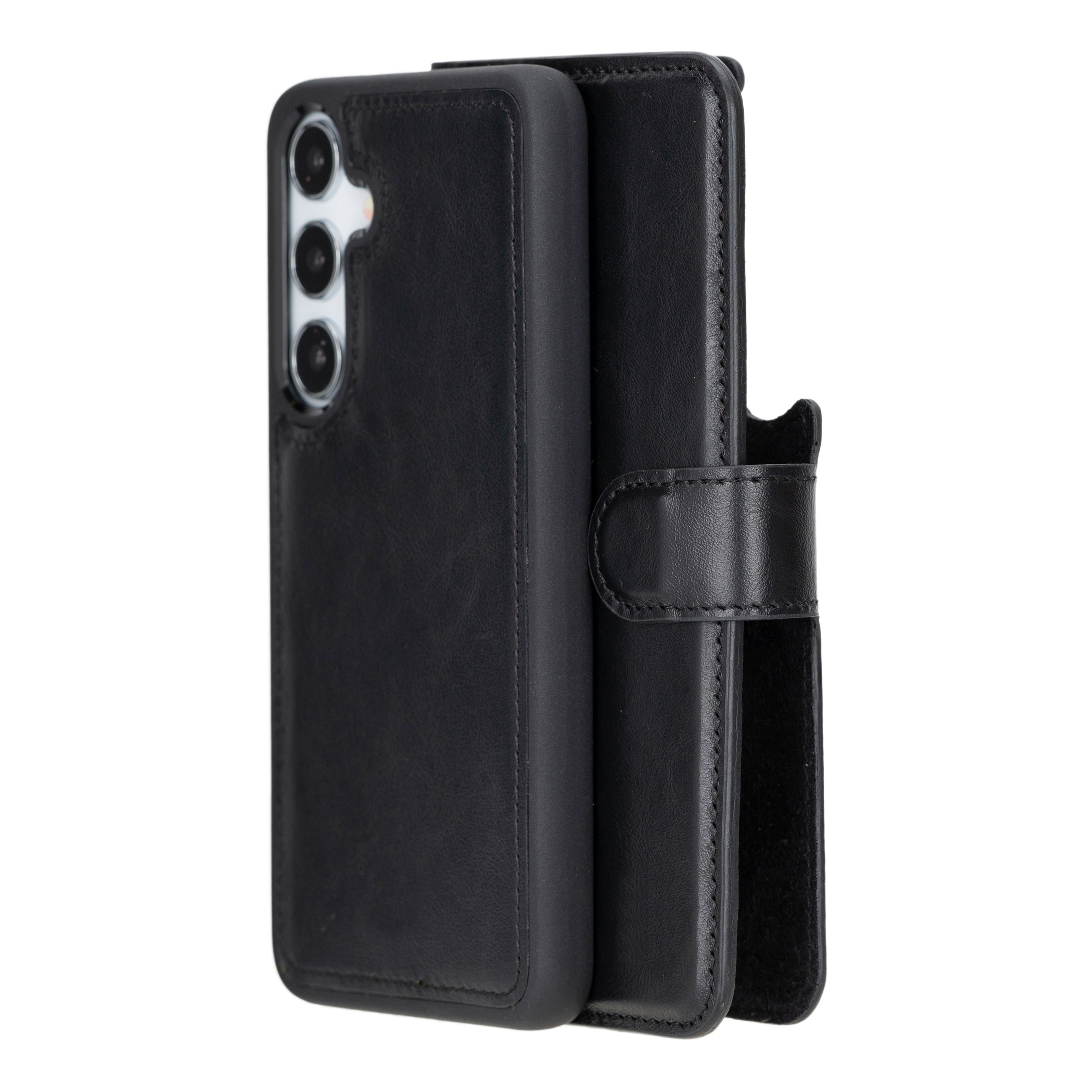 Bayelon Magic Samsung Galaxy S24 Detachable Leather Wallet Case Black