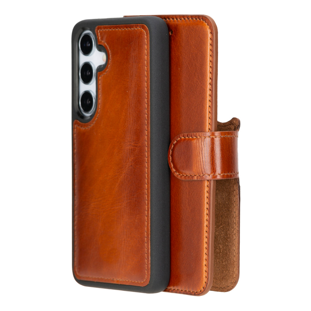 Bayelon Magic Samsung Galaxy S25 Detachable Leather Wallet Case Tan