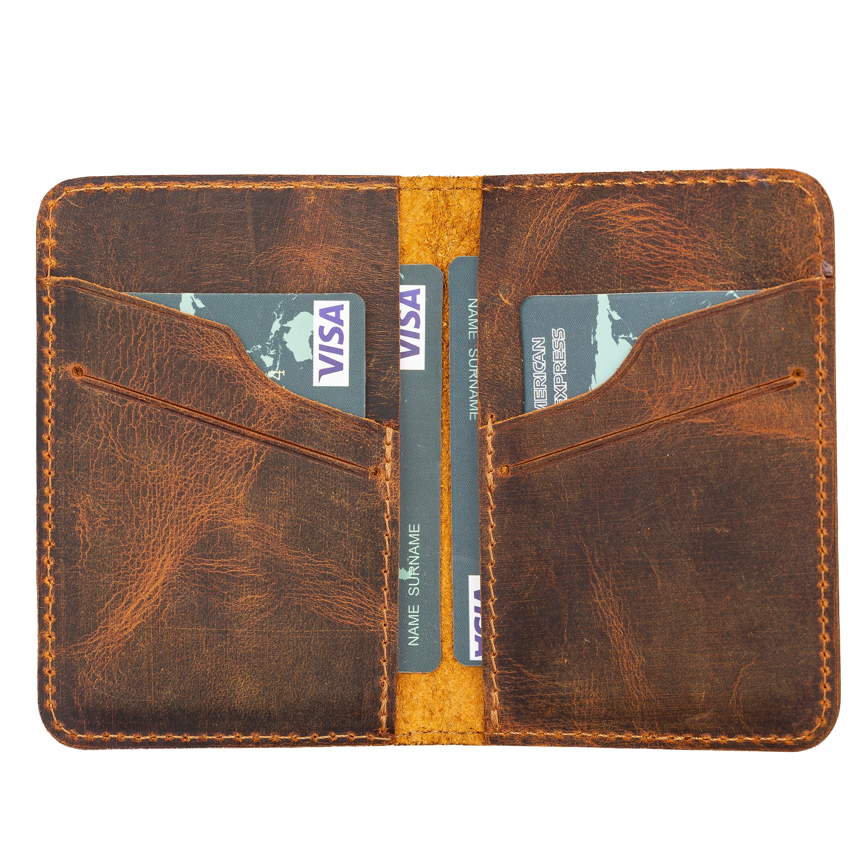 Bayelon Enrico Premium Leather Card Holder Saddle Brown