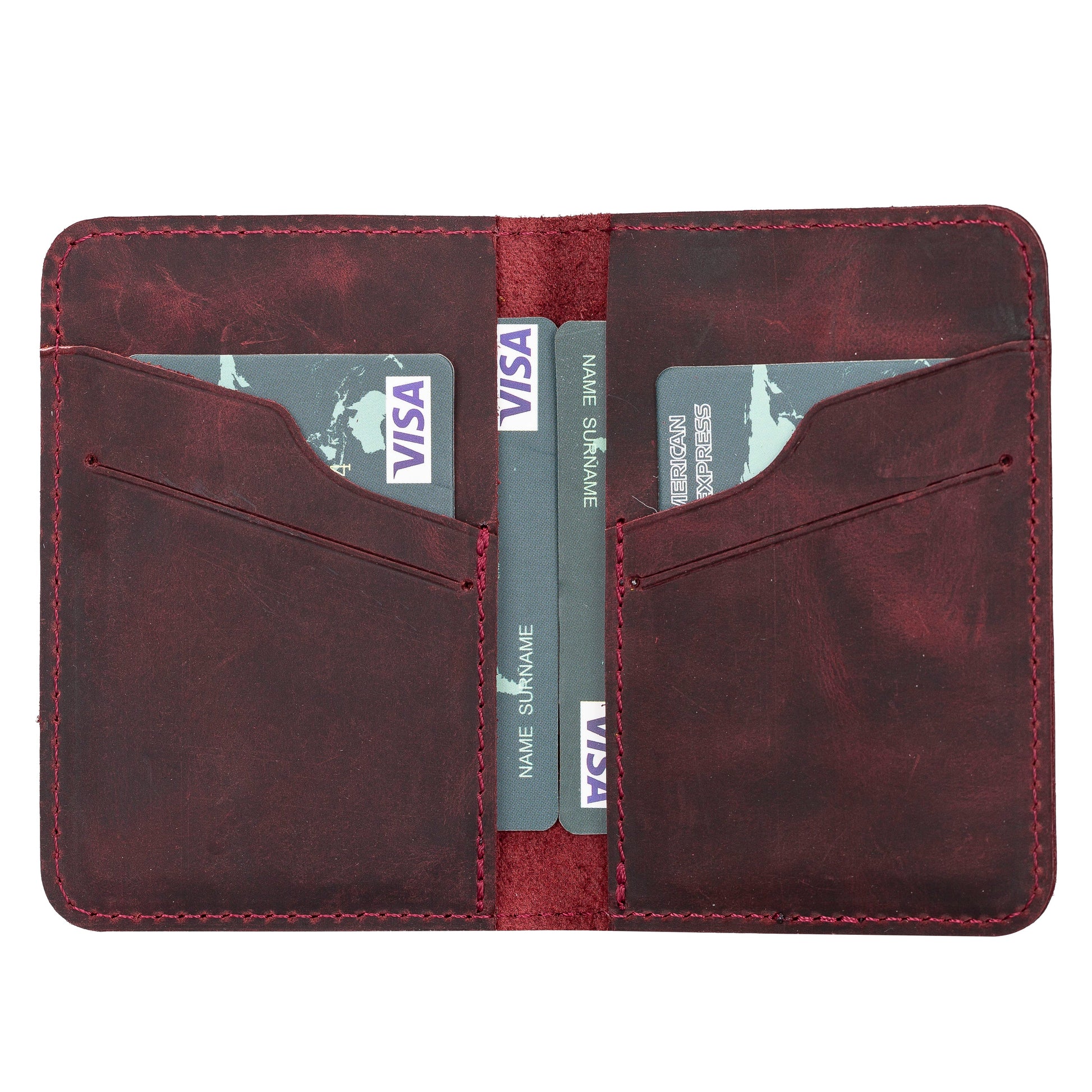 UnBranded Enrico Leather Card Holder Dark Red