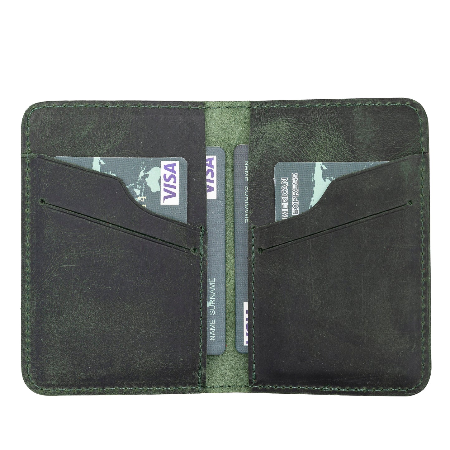 UnBranded Enrico Leather Card Holder Forest Green