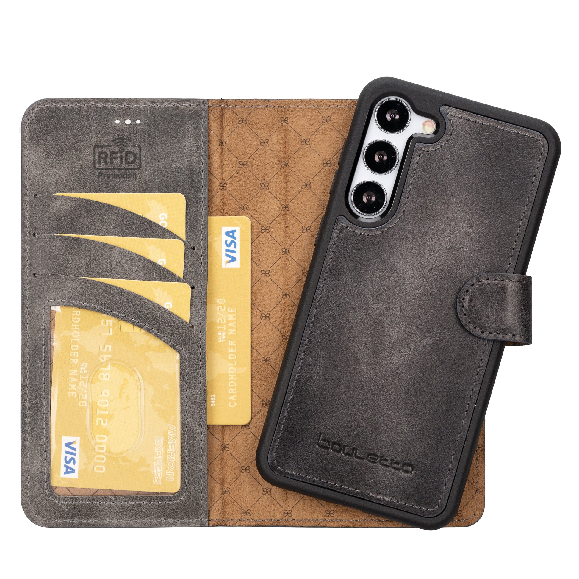 Bouletta Magic Leather Detachable Wallet Case for Samsung Galaxy S25 Plus Gray