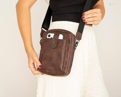 UnBranded Pisa Leather Crossbody Bag Brown