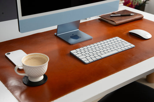 UnBranded Natty Leather Natural Desk Mat (65 cm x 35 cm) Tan