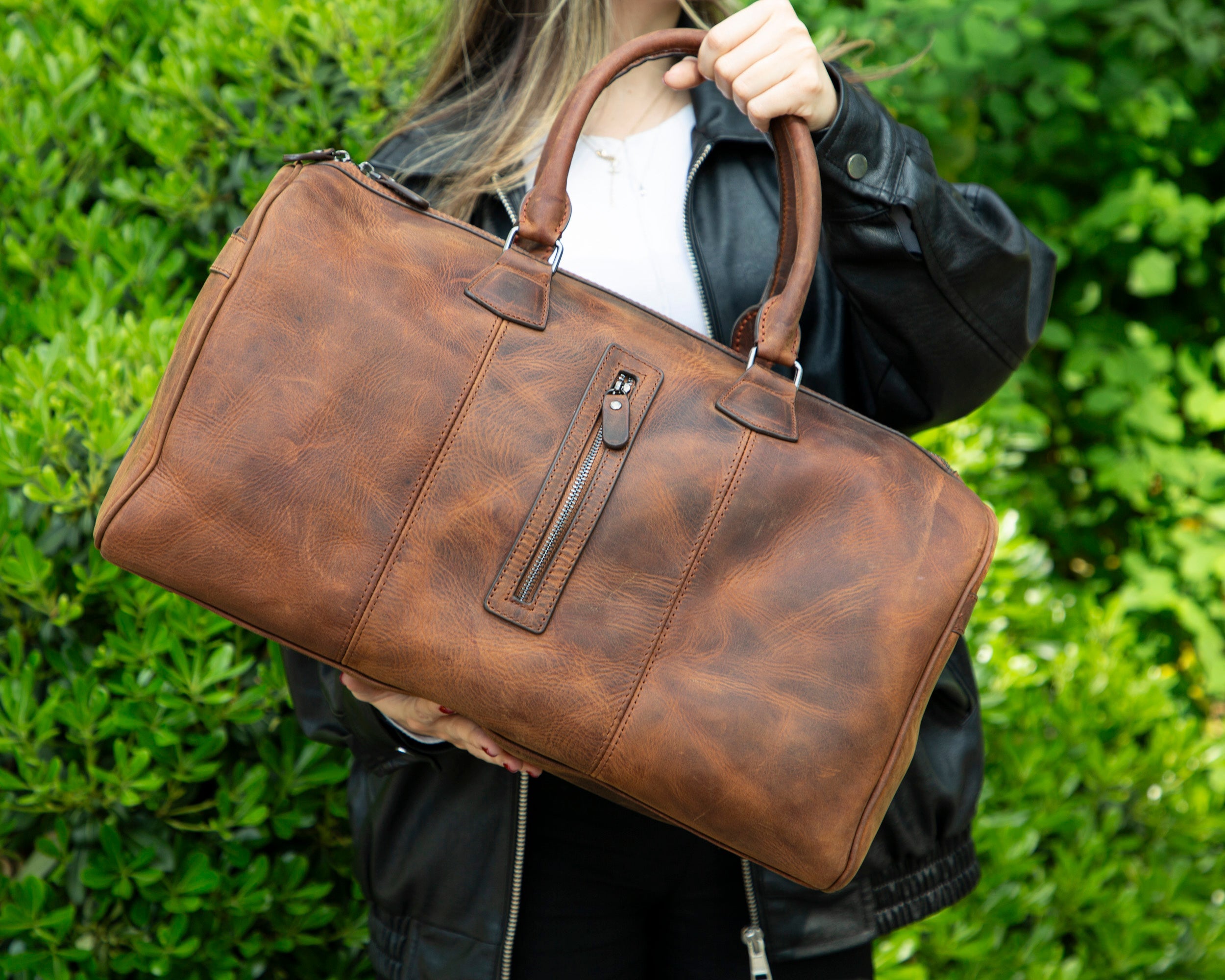 Bayelon Dolly Premium Leather Weekend Duffle Bag