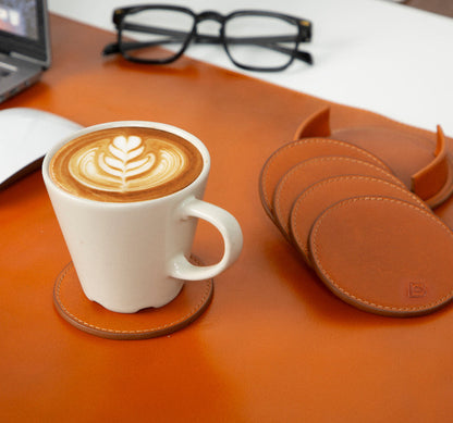 Bouletta Lavion Leather Cup Coaster Set