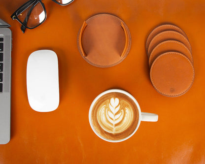 Bouletta Lavion Leather Cup Coaster Set