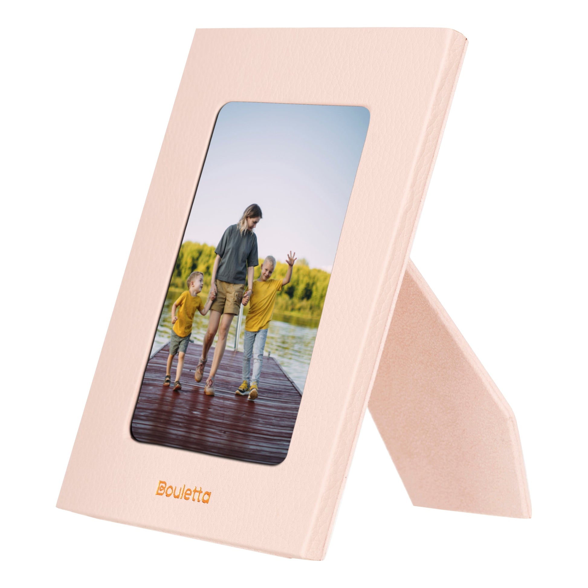 Bouletta Glowix Handcrafted Leather Photo Frame Peach Puff