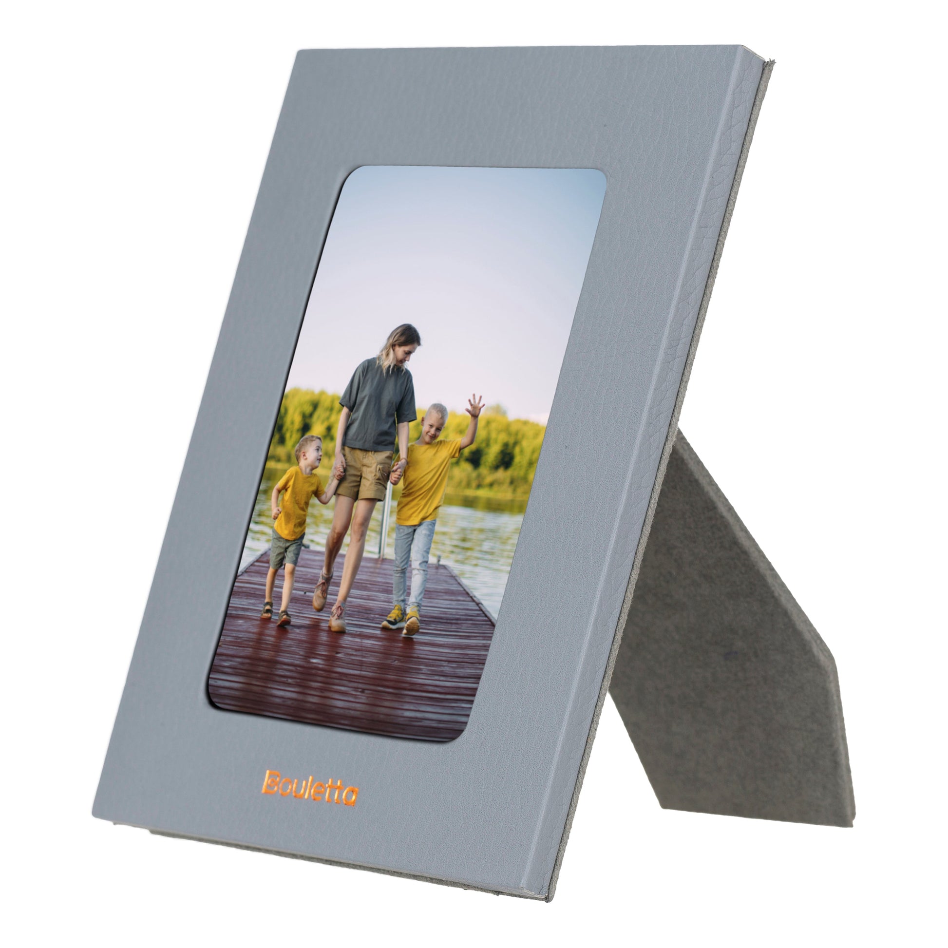 Bouletta Glowix Handcrafted Leather Photo Frame Gray