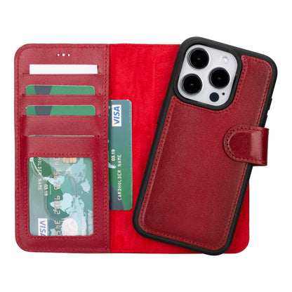 UnBranded Magic iPhone 16 Pro Max Leather Detachable Wallet Case Red