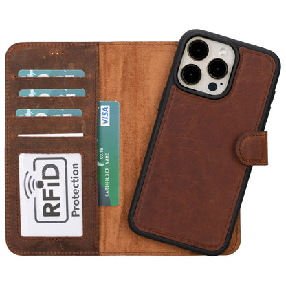 Bouletta Magic Leather Detachable Wallet Case for iPhone 16 Pro Max Saddle Brown