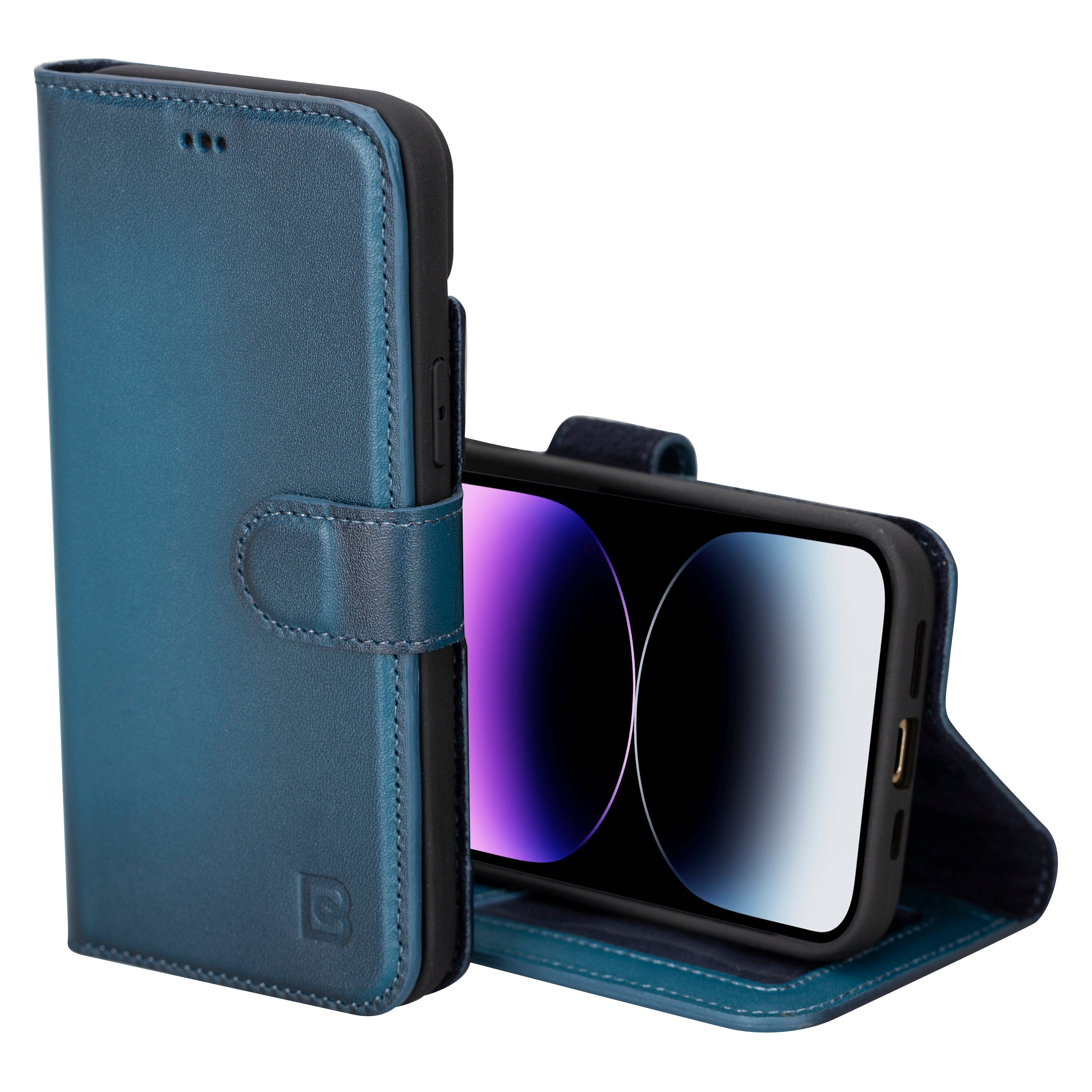 Bayelon Magic iPhone 16 Plus Leather Detachable Wallet Case Blue
