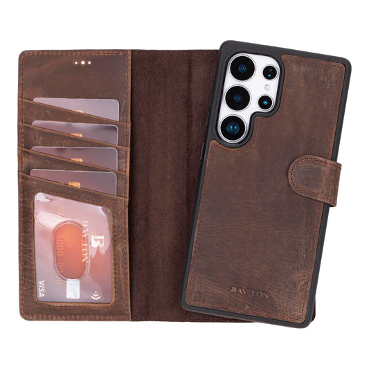 Bayelon Bayelon Leather Wallet Case for Galaxy S25 Ultra | RFID & Kickstand Dark Brown