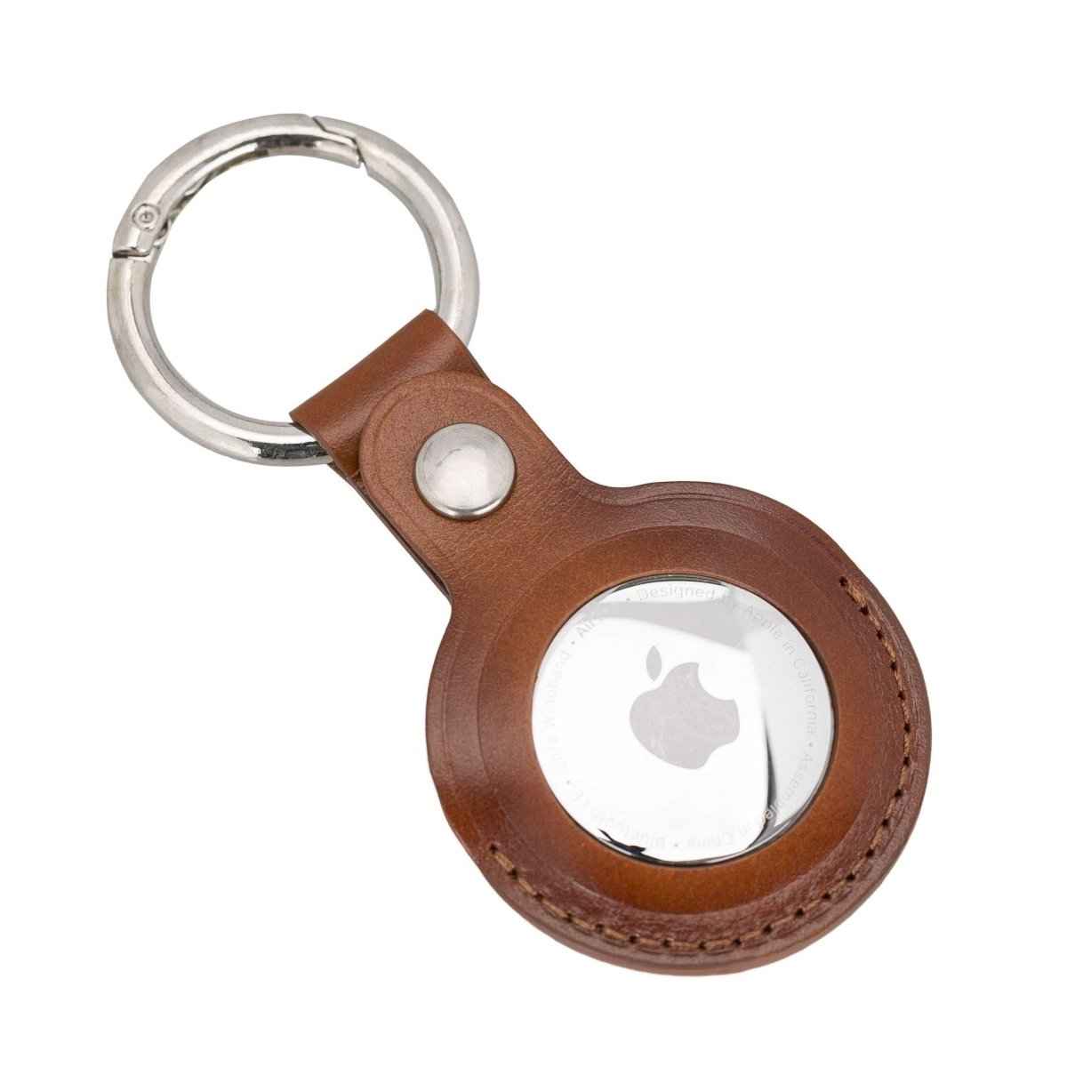 Bayelon Apple Airtag Leather Keychain Rustic Tan