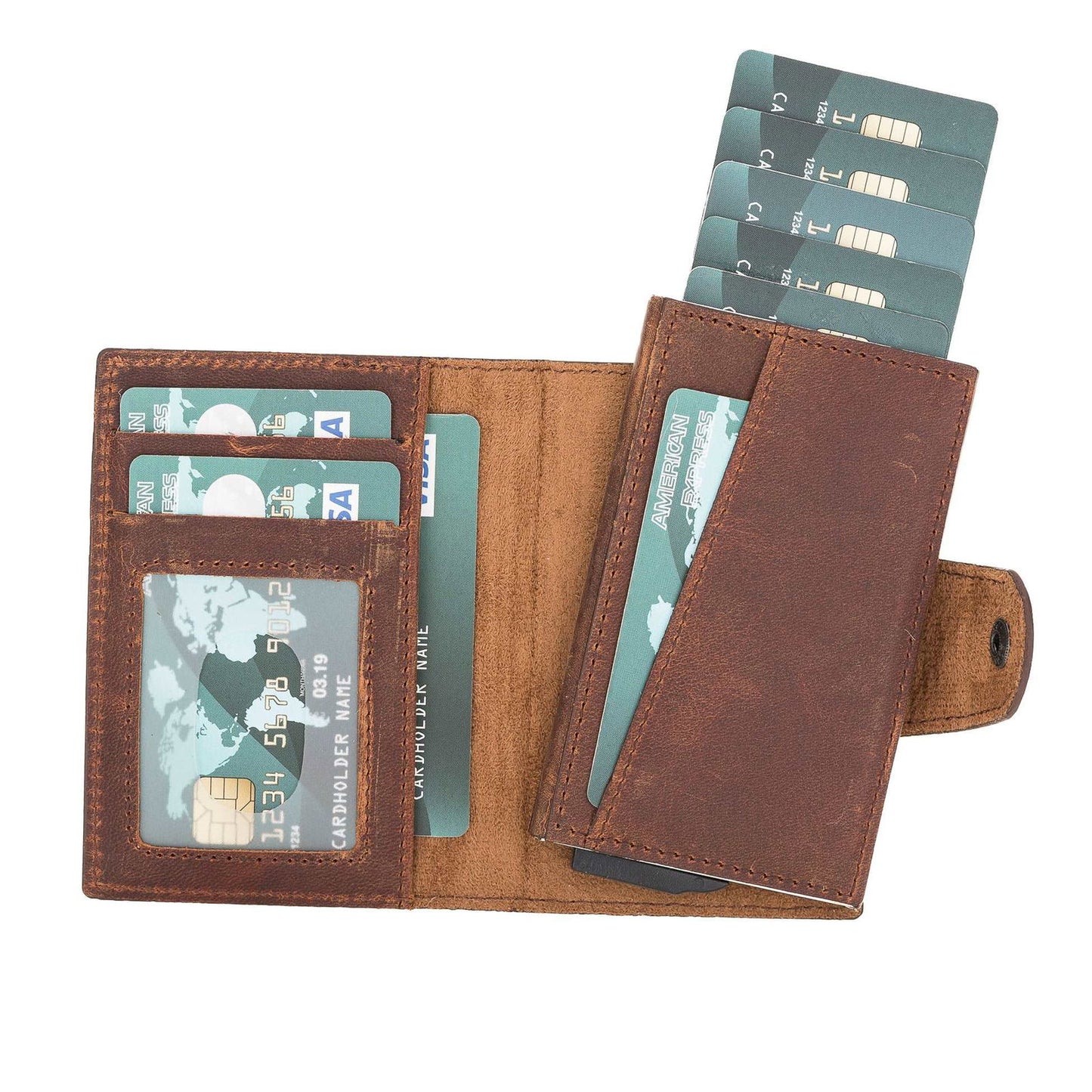 Bayelon Detachable Leather Wallet & Card Holder Antique Brown