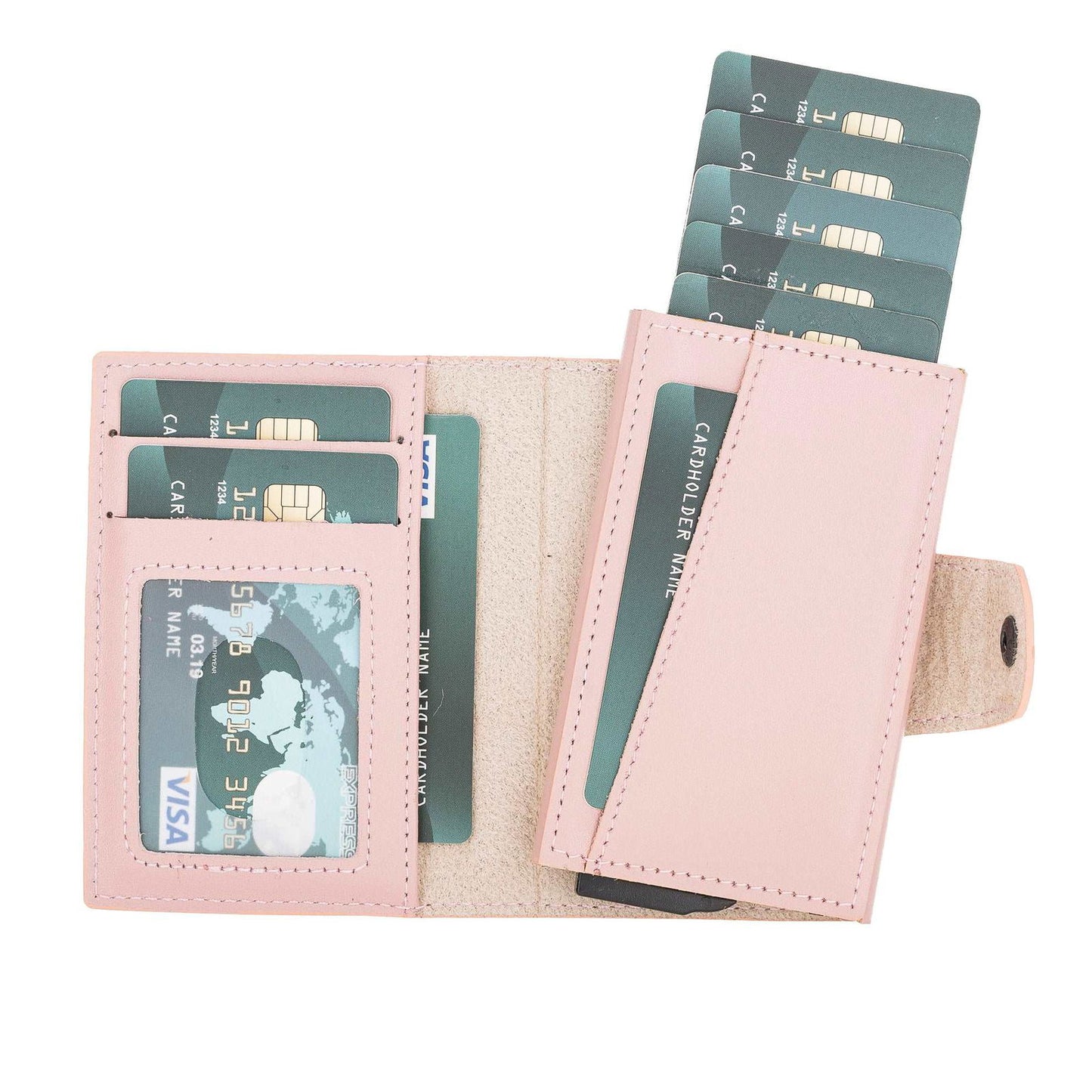 Bayelon Detachable Leather Wallet & Card Holder Nude Pink