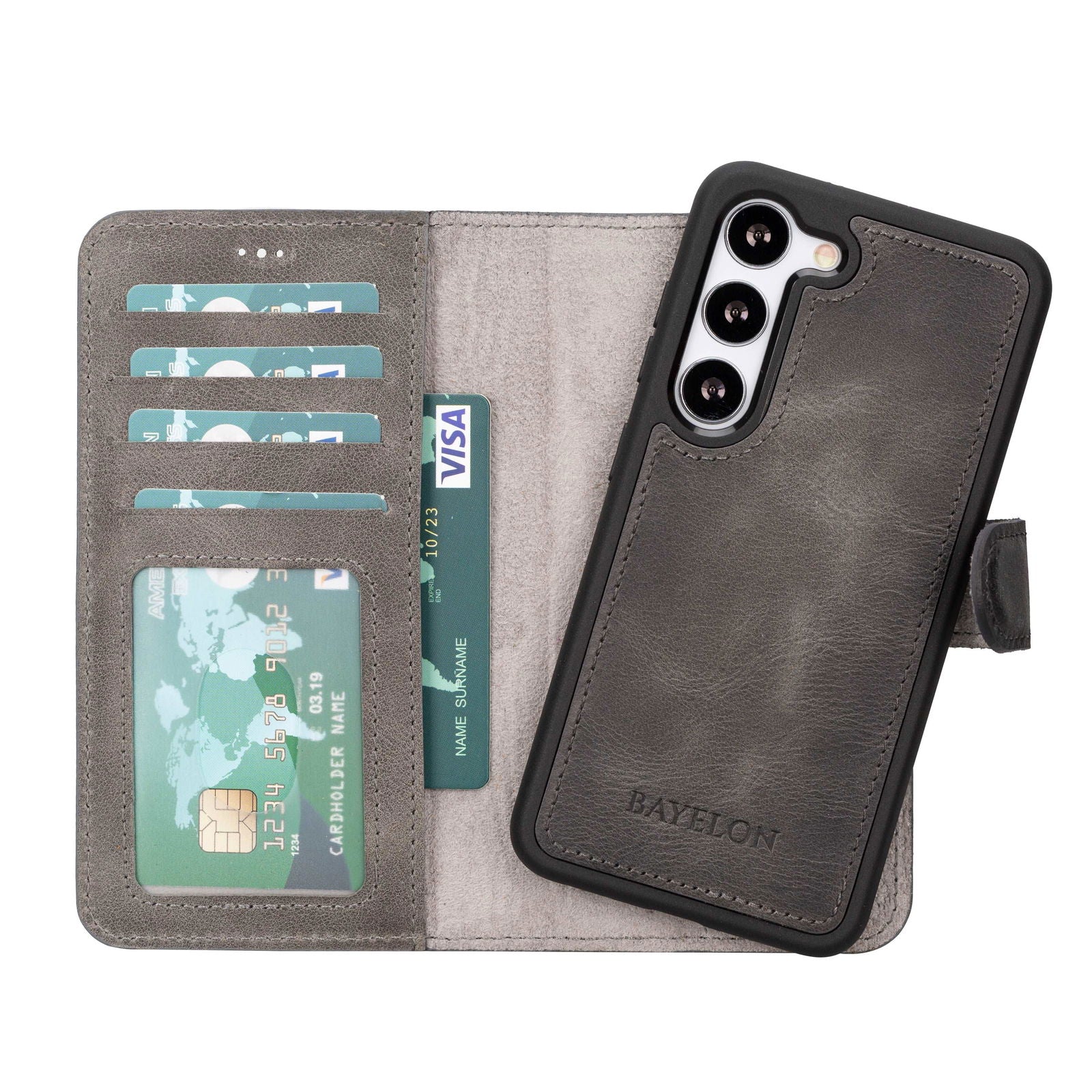 Bayelon Samsung Galaxy S23 Series Detachable Leather Wallet Case
