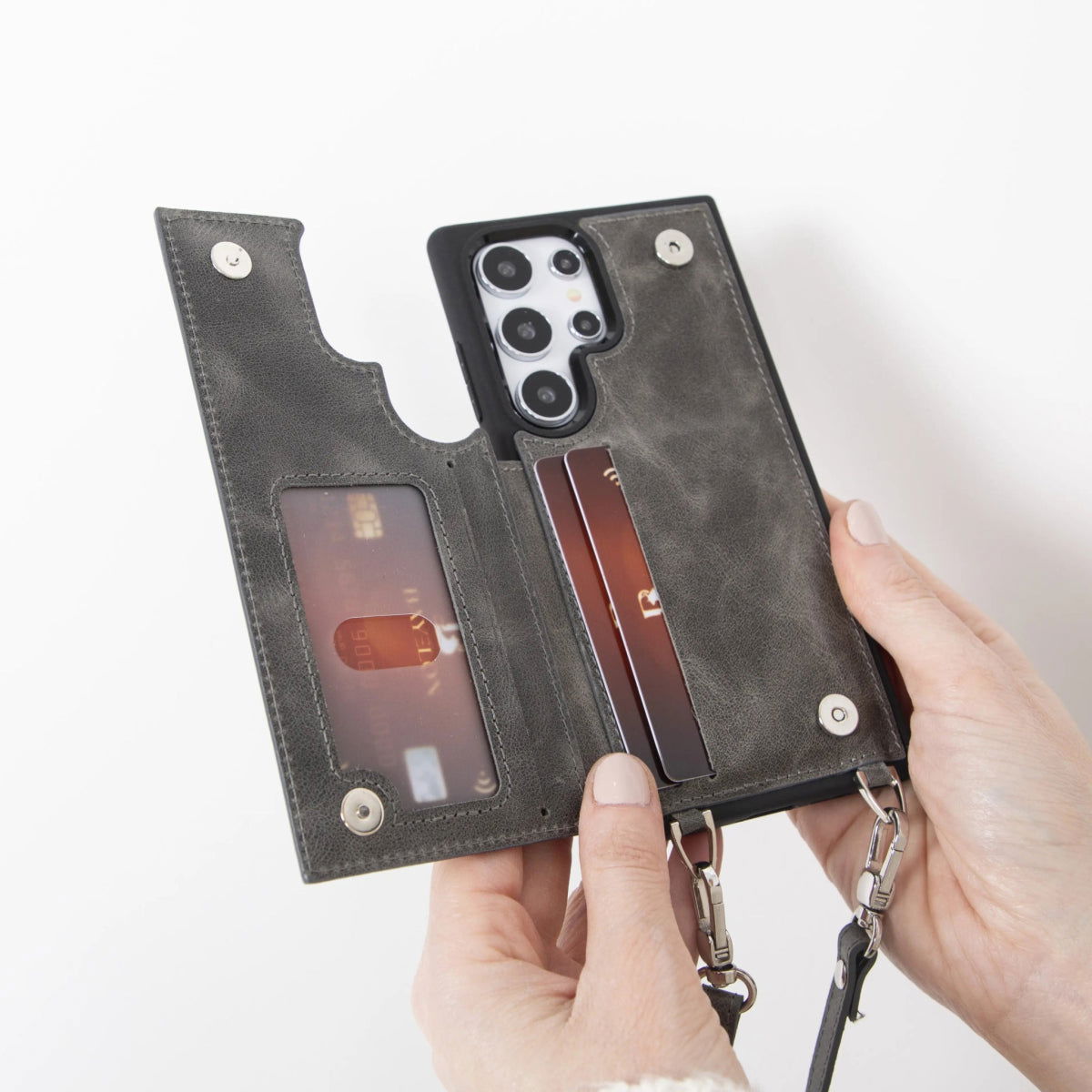 Bayelon Galaxy S24 Ultra Crossbody Leather Wallet Case