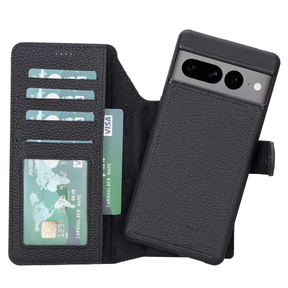 Bayelon Google Pixel 7 Pro Detachable Leather Wallet Case Floater Black